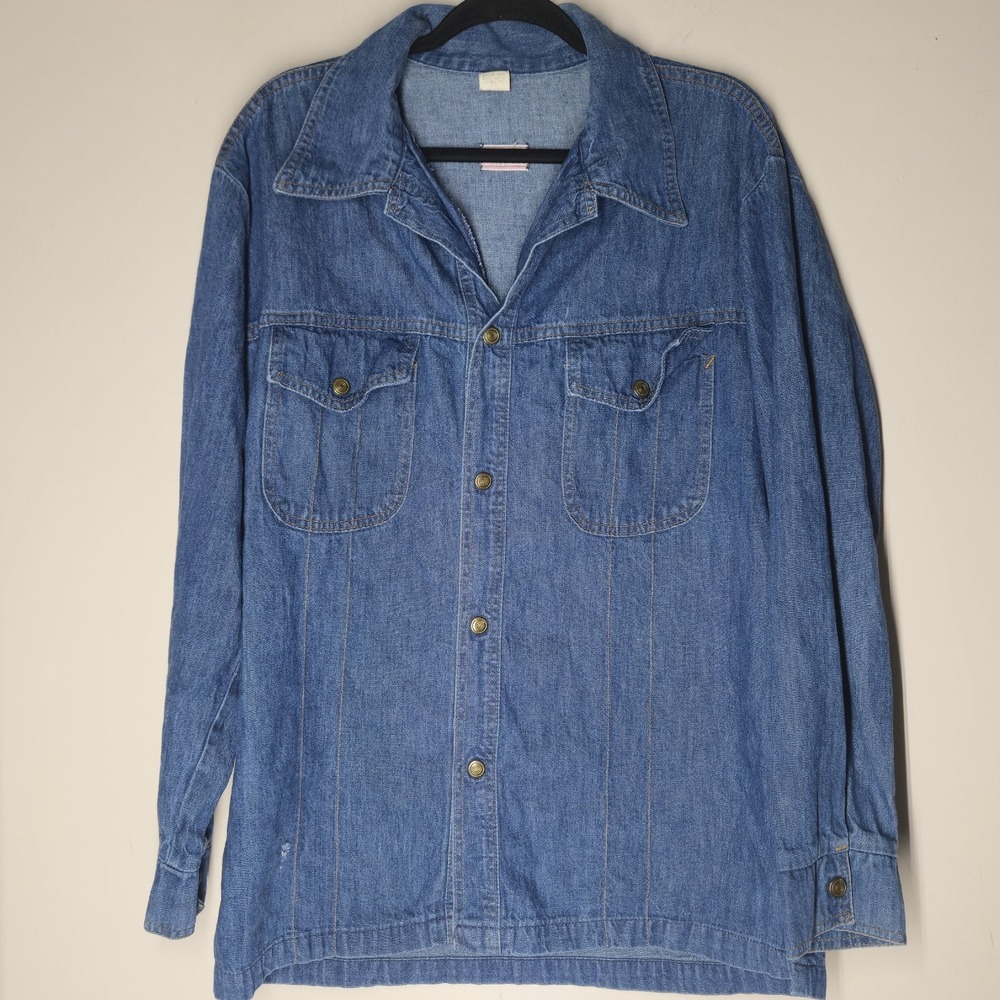 Vintage 70s Red Rock Denim Shirt-Jacket Shacket Size XL Union Made USA Jean